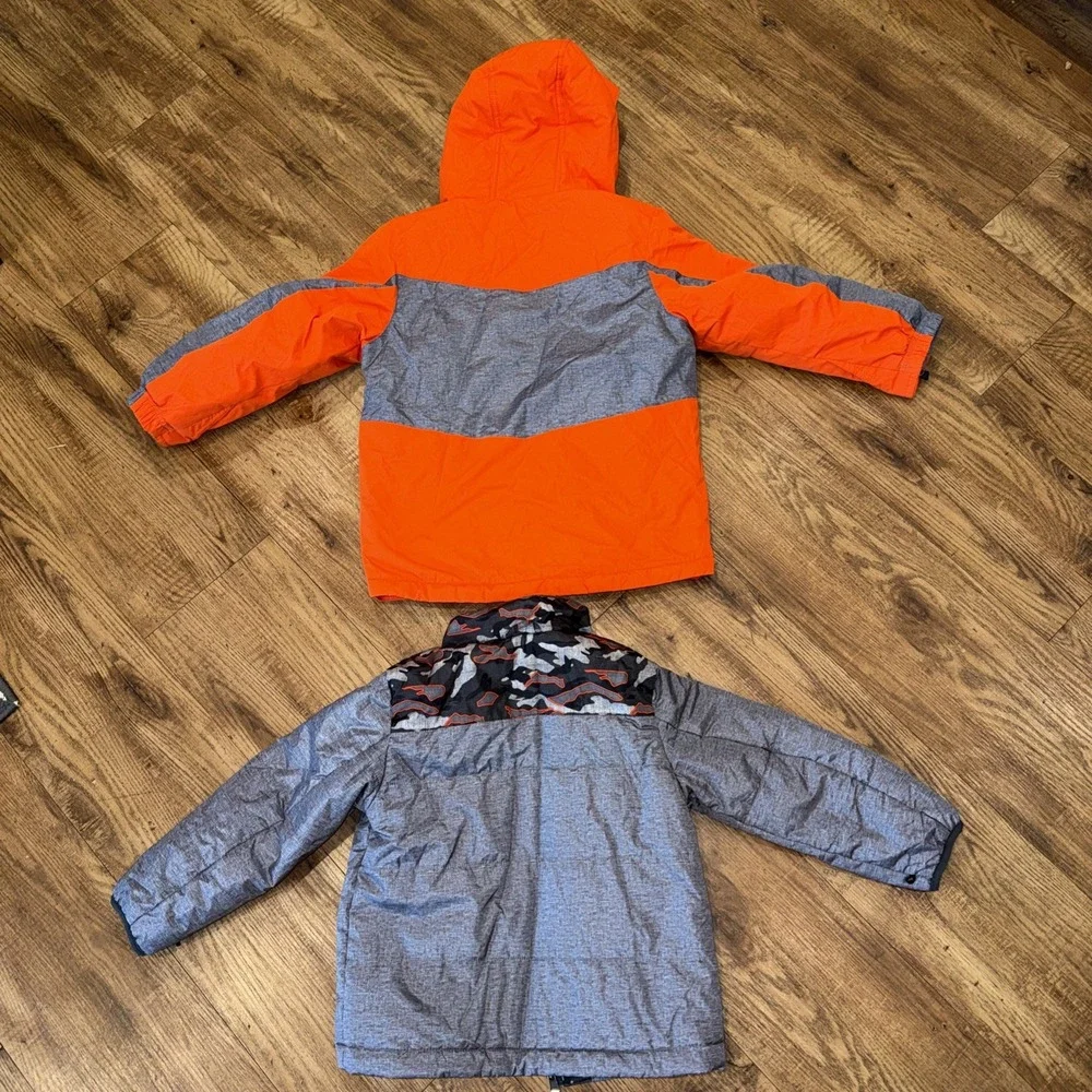 ZeroXposur Toddler 2 In 1 Puffer Hooded Winter Jackets Orange Gray Size XS 4/5